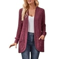 thumbnail image 1 of Fgnfyis Cardigan Femme Ample Mode Décontractée Ouvert Manches Longues Côtelé avec Poche Rouge P, 1 of 9