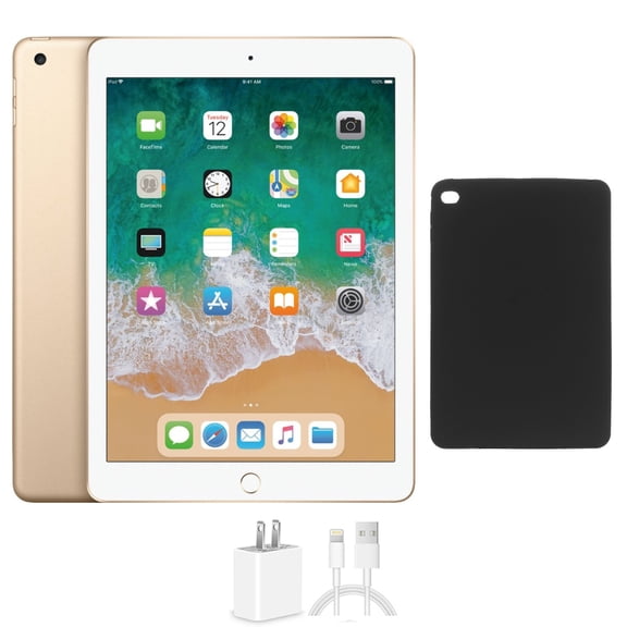 Restored Apple iPad 9.7 32GB Gold Wi-Fi Bundle, Includes Protective Case and Charger