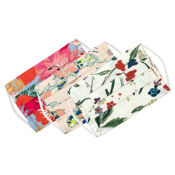 Medi Sons Supply Re-usable Washable Designer Fabric Kid Size Girls Face Covering Mask, Vibrant Floral 3 Pack