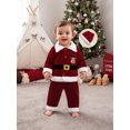 thumbnail image 3 of RUINIXCW Kids Toddler Baby Girl Boy Christmas Santa Costume Xmas Cosplay Outfit Long Sleeve Plush Lapel Velvet Button Down Jacket Coat and Pants Set Hat, 3 of 10