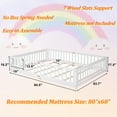 thumbnail image 5 of UHOMEPRO Queen Size Floor Bed with Door and Fence for Kids, Toddler Bed Montessori Floor Bed with Slats and Safety Guardrails, Solid Wood Queen Bed Frame for Girls Boys Kids Bedroom, White, 5 of 13