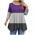 thumbnail image 2 of Gamivast Womens Plus Size Tops 3/4 Sleeve Color Block Oversized Tunic Shirts Holiday Casual Crew Neck Asymmetric Hem Blouse Summer Spring Outfits, 2 of 5