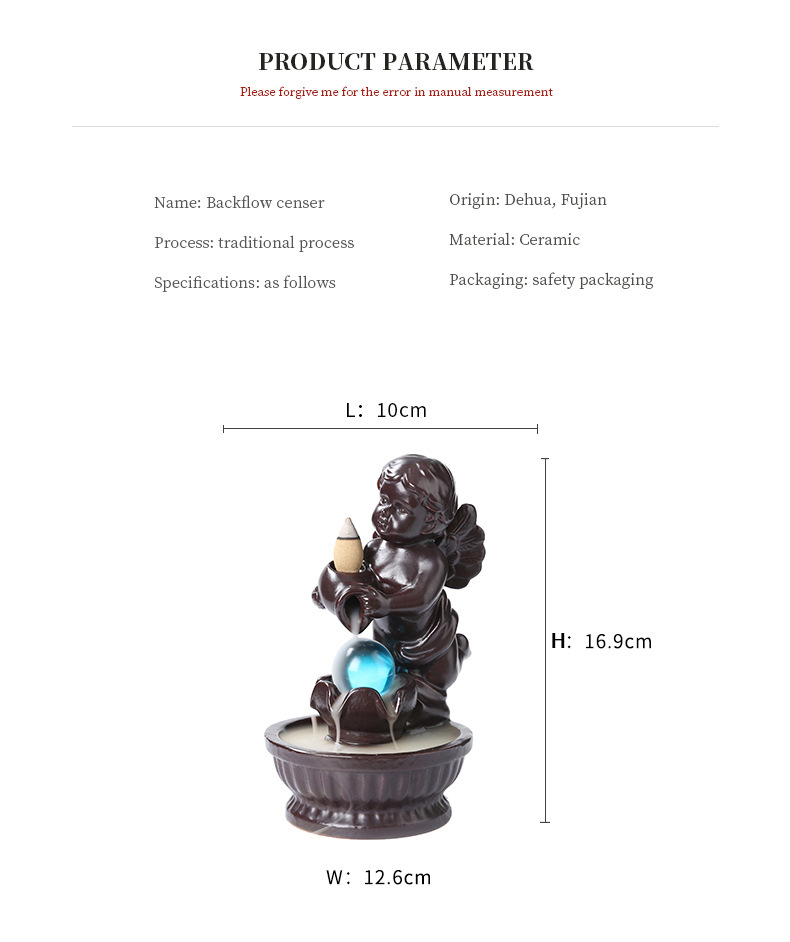 Boy Angel Ceramic Incense Burner Smoke Waterfall Backflow Censer Incense Holder Zen Home Decoration Living Room Decor