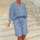 thumbnail image 1 of ICHUANYI Clearance Women's Summer Suit Fashion Solid Color Long Sleeve Trousers Casual Two-Piece Suit(Blue, XL) ICHUANYI WER2023081007817, 1 of 6