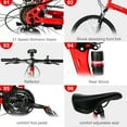 thumbnail image 5 of 26in Foldable Land Rover Mountain Bike 21-Speed High Carbon Steel Frame 100kg Capacity Double Disc Brakes & Thickened Shock-Absorbing Front Fork Red Black, 5 of 9