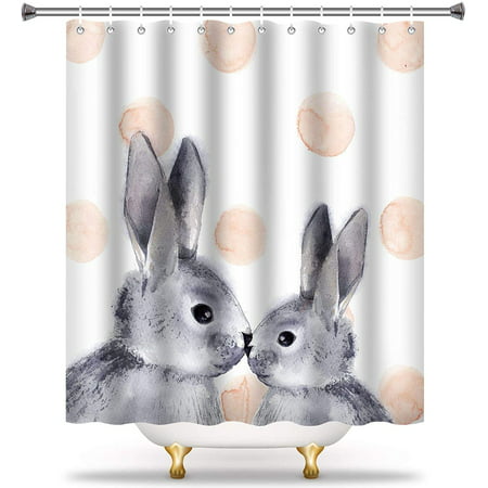 Rabbit Shower Curtain Liner Grey, Rabbit Shower Curtain Hooks