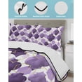 thumbnail image 3 of Twin Quilt Bedding Set, Purple Geometric Moroccan Reversible Summer Quilt 3 Pieces, Abstract Art Purple Ombre Modern Lightweight Bedspreads Coverlets with 2 Pillow Shams for All Seasons, 3 of 5