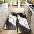thumbnail image 4 of Kitchen Rugs Sets Of 2,Black Marble Gold Wave Pattern Anti Fatigue Kitchen Mat Rugs Non Slip Washable,Decorative Kitchen Floor Mats for Kitchen,Sink,Laundry,17"x47"+17"x47", 4 of 5