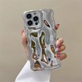 thumbnail image 2 of Case for iPhone 14,3D Electroplate Meteorite Bubble Glitter Curly Wave Frame Lovely Girly Woman Wave Shape Shockproof Soft Protection Phone Case for iPhone 14,6.1 inch 2022 (Silver), 2 of 9
