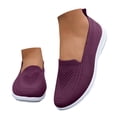 thumbnail image 3 of Duqingm Women'S Flats Everyday Women's Slip On Knit Flats Shoes Mesh Walking Loafers Shoes Casual Work Nursing Sneakers Dark Purple,6.5, 3 of 7