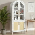 thumbnail image 6 of MAYEERTY Arch Display Cabinet with Glass Doors, Wooden Storage Cabinet with Adjustable Shelves for Living Room, 71" White, 6 of 6