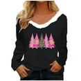 thumbnail image 2 of Christmas Long Sleeve Shirts for Women Aloohaidyvio Womens Long Sleeve Furry Trim V Neck Basic Tee Fall Christmas Tops, 2 of 4