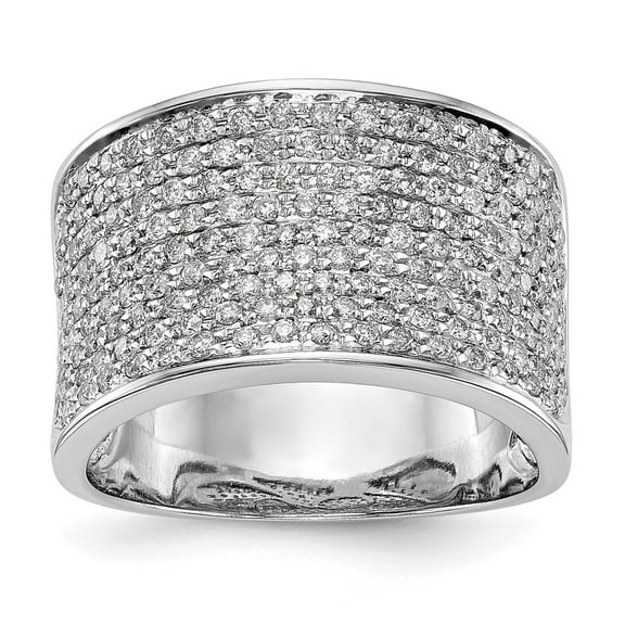 14K White Gold Ring Band Wedding Diamond Round Micro Pave