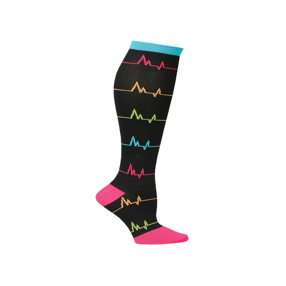 Women's Fun Knit Mild Compression Socks, Wide Calf EKG