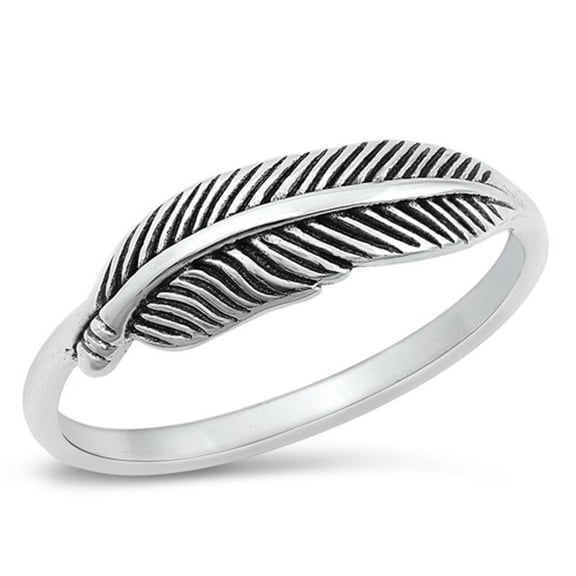Feather Divine Spirt Ring .925 Sterling Silver Band Jewelry Female Male Unisex Size 5