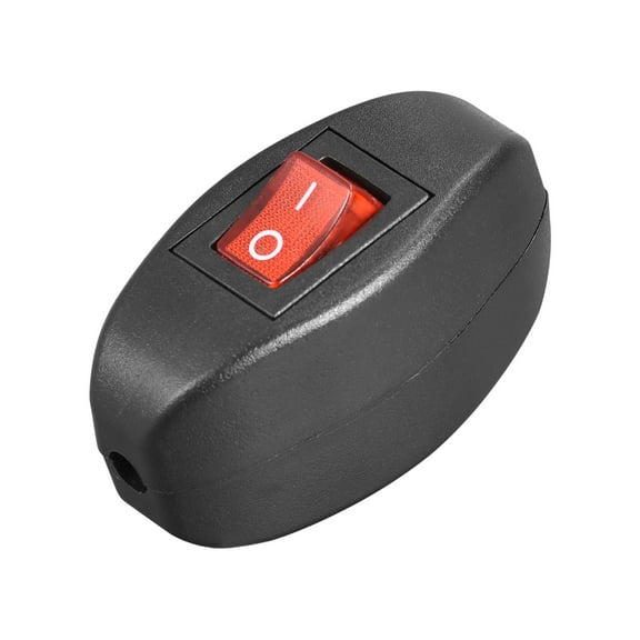 Inline Cord Switch AC250V 6A/ 125V 10A On Off Control Through Red Led Rocker Switch for Bedroom Table Lamp Desk Light