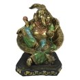thumbnail image 3 of Vastu Hindu God Ganesha Wearing Peacock Train Seated On Peepal Leaf Figurine, 3 of 8