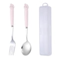 thumbnail image 1 of Juego de utensilios para niños de 2 piezas con estuche, juego de tenedor y cuchara para niños, 1 of 5