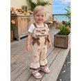 thumbnail image 3 of Cjfdfy Toddler Baby Girl Thanksgiving Outfit My Rolls Are Homemade Fall Clothes Infant Baby Girls Romper Overalls Cute Letters Bread Embroidery Sleeveless Bell Bottom Plaid Jumpsuit Flare Pants, 3 of 9