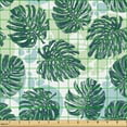 thumbnail image 2 of Ambesonne Exotic Fabric by the Yard Upholstery, Monsteras Modern Drawing, 1 Yard, Hunter Green and White, 2 of 5