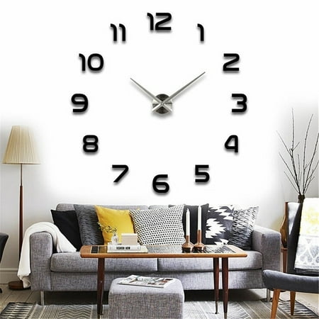 modern 3d frameless mirrors wall clock diy stickers plane surface