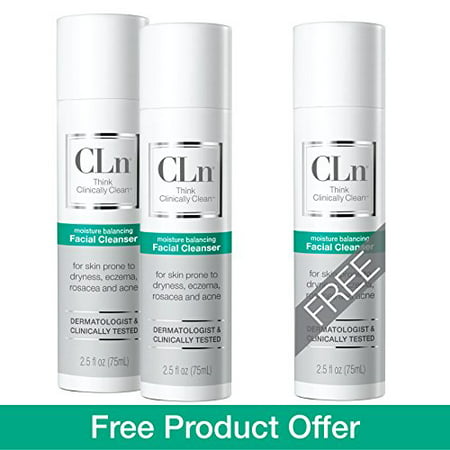 CLn Facial Cleanser - Sensitive Skin Facial Cleanser, For Skin Prone to Dryness, Eczema, Rosacea, and Acne ? Designed for the Delicate Skin of The Face (Multi Pack: Order 2 & get 1 (Best Face Wash For Eczema And Acne)