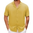 thumbnail image 2 of Fanxing Mens Button Down Shirts Yellow Shirts Short Sleeve Summer Beach Button Down Shirts for Men XL, 2 of 8