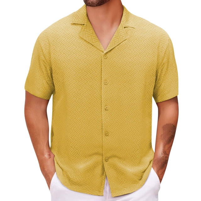 Blusa y camisa de manga corta con cuello vuelto, camisa casual de verano para hombre, color liso, solapa, top/camisa de manga corta con solapa de moda, tops para hombre
