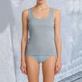 thumbnail image 6 of BILIKEYU Womens U Neck Ribbed Tank Tops, High Neck Sleeveless Ribbed Tank Casual Basic Thick Strap Slim Fitted Workout Going Out Racerback Shirts, Gray, 6 of 9