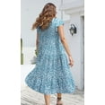 thumbnail image 4 of Fantaslook Dresses for Women Summer Casual Boho Dress Floral Print Ruffle Sleeve Midi Beach Dresses, 4 of 7