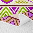 thumbnail image 5 of Castle Fairy Boho Tribal Band Twin Quilt Set 2 Pieces,Vintage Aztec Diamond Twin Coverlet Set,Purple Lime Cream,1 Bedspread and 1 Pillowcase, 5 of 7