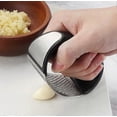 thumbnail image 4 of Stainless Steel Garlic Press - Garlic Press Set - Garlic Chopper - Garlic Crusher - Garlic Mincer - With Free Silicone Garlic Peeler and Cleaning Brus, 4 of 5