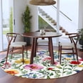 thumbnail image 4 of Spring Floral Round Area&nbsp;Rug 6ft Gradient Pink Blue Yellow Flowers Romantic Farmhouse Non-Slip&nbsp;Washable Circle Rugs Soft Felt Indoor Floor Mat for Bedroom Kitchen Living Room Bathroom, 4 of 9