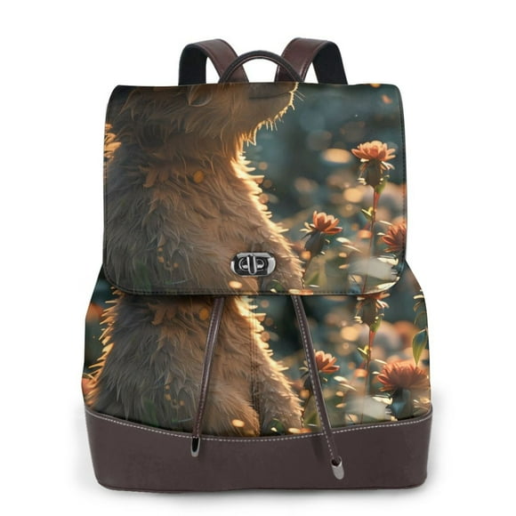 Easygdp Sunshine Butterfly Flower Bear Mochila de Cuero para Mujeres, Bolso de Hombro, Bolsos de Mano de Moda para Trabajo y Viajes