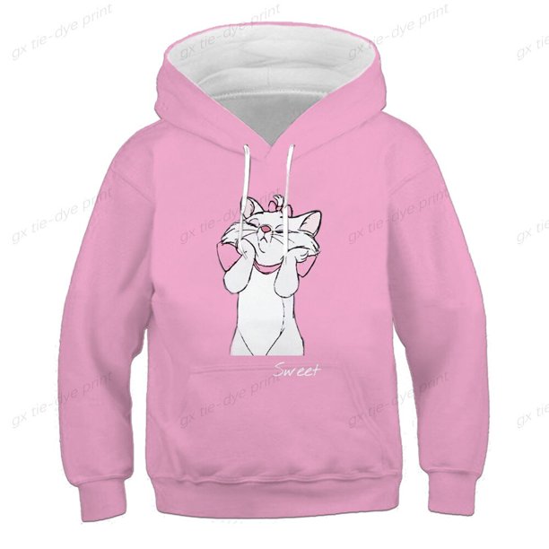 Nueva sudadera informal con capucha, estampado 3d de Disney Mary Cat, sudadera con capucha para niños, jersey de manga larga, calle, niños y niñas 120 zhangmengya CONDUJO
