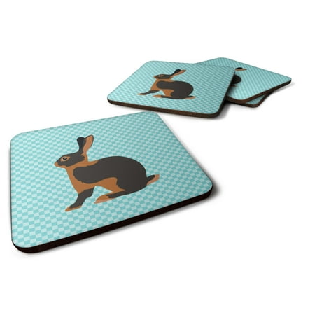 

Carolines Treasures BB8137FC Tan Rabbit Blue Check Foam Coaster Set of 4 3 1/2 x 3 1/2 multicolor