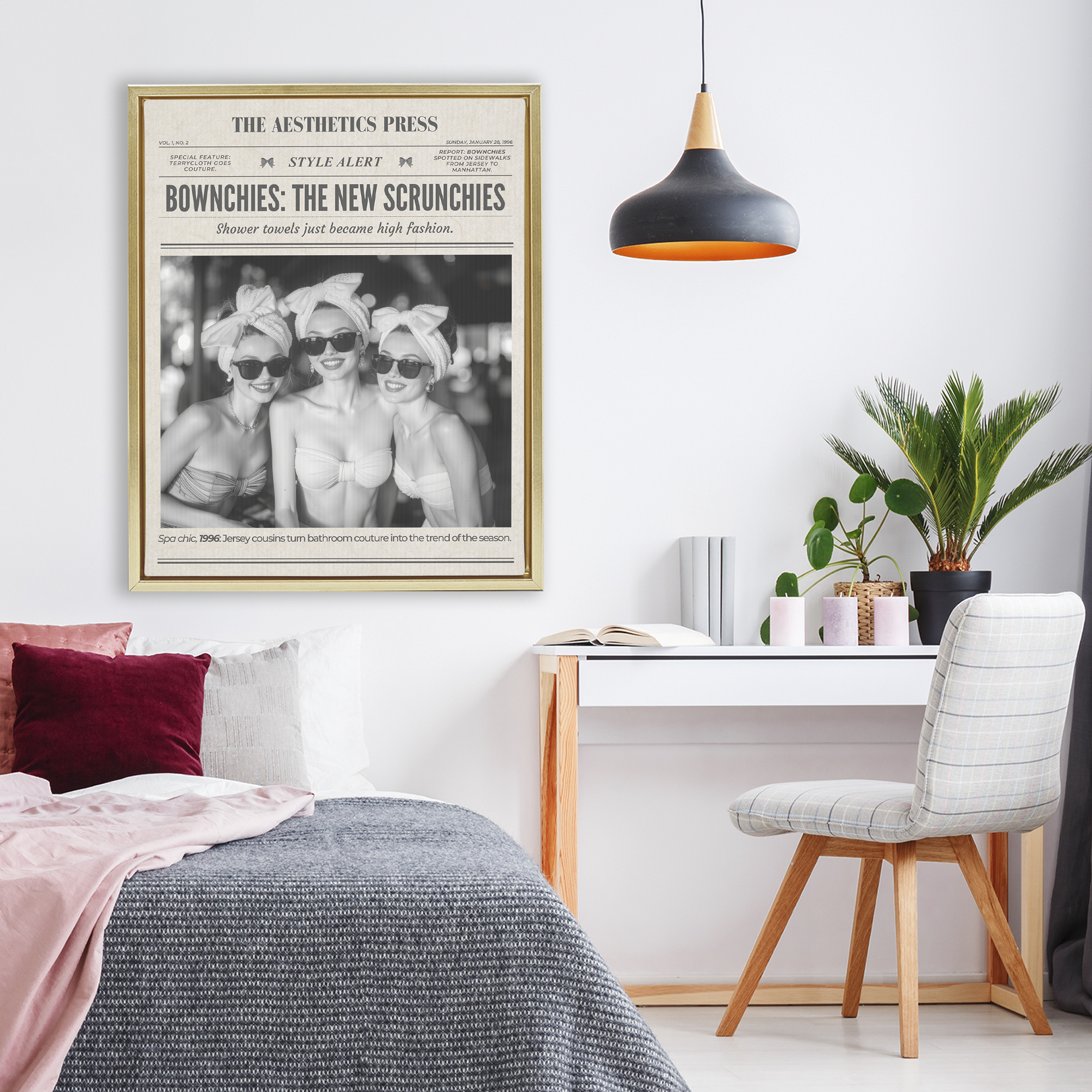 The Aesthetics Press Magazine Gold Framed Floater Canvas Wall Art, design by A Barefoot Stylist