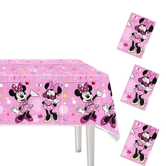3-pack cartoon/anime tablecloths,Bow-tied mouse disposable tablecloths for birthday parties, suitable for baby-themed parties with rectangular tables, 70 inches x 42 inches.