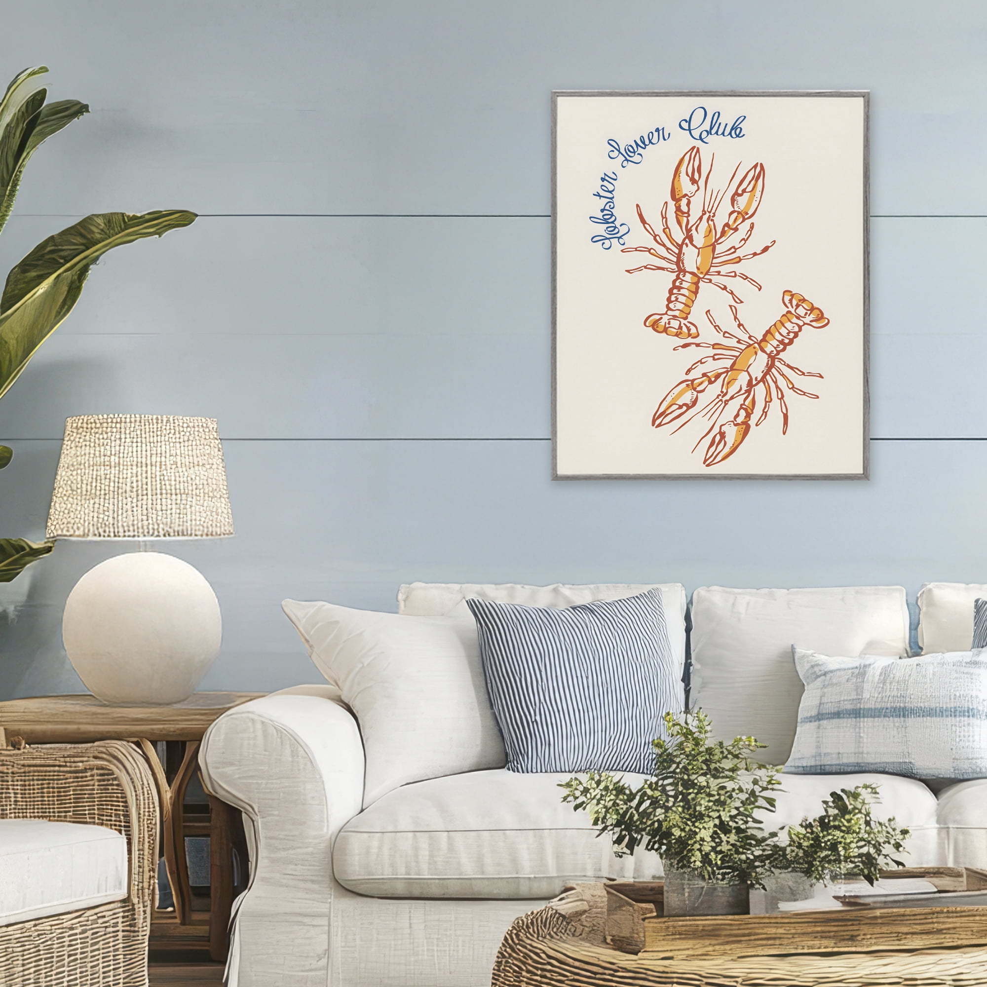 Stupell Industries Lobster Lover Club Gray Framed Giclee Art, design by The Prints Vibe