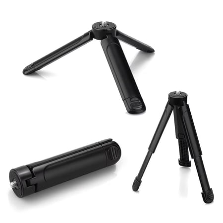 Extendable Mini Tripod Stand with 1/4" Screw Mount - Portable Desktop & Handheld Tripod for GoPro, DJI Osmo, Insta360 Action Cameras & Smartphones, for Vlogging, Live Streaming & Photography