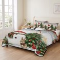thumbnail image 2 of Quilts Queen Size Bedding Set, Gray Christmas Lightweight Quilted Comforter, Xmas Snowman Trees Snowflake Winter Soft Reversible Bedspread Coverlet with Pillow Covers for All Season, 90" x 96", 2 of 9