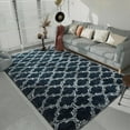 thumbnail image 3 of Junovo Shaggy Soft Rugs Bedroom Living Room Flully Carpet Home Decor Rug,5'x8',Navy Blue/White, 3 of 6