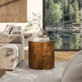 thumbnail image 2 of Coffee Tables Nebula 20" Accent Oval Pillar Side Table, Medium Brown Walnut Burl Wood,End Tables, 2 of 11