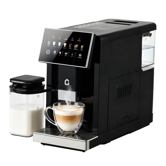 20 Bar Super Automatic Espresso Machine with Built-in Grinder – 15 Adjustable Grind Settings, Integrated Milk Frother, Dual Boiler, Self-Cleaning, Removable Brewer & Milk Tank – Black Spray Paint