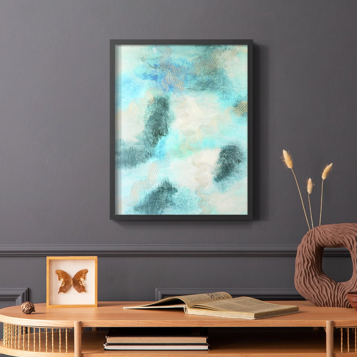 Blue Shift II Framed Print in Black Solid Wood Framed Print No Nail Hanging