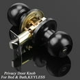 thumbnail image 3 of knobelite (10 Packs) Bed / Bath Room Round Door Knob, Privacy Function for Bathroom / Bedroom, Interior Door Door Lock Handle Black Finish, Keyless (Thumb Turn Lock on The Inside) Door Handles Locks, 3 of 7