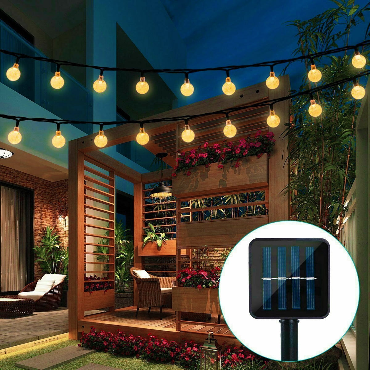 36FT Solar Ball String Fairy Lights 60 LED Outdoor Indoor Patio Garden Decor 