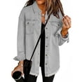 thumbnail image 5 of Women Shirts Washed Denim Shirt Jacket Fashion Casual Women'S Jacket, Women Shirts M, 5 of 5