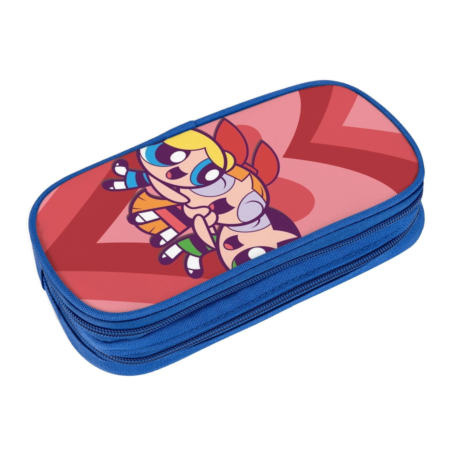 The Powerpuff Gi-rls Pencil Case Large Capacity Pencil Pouch Pen Bag Office Stationery Organizer Travel Makeup Bag Blue