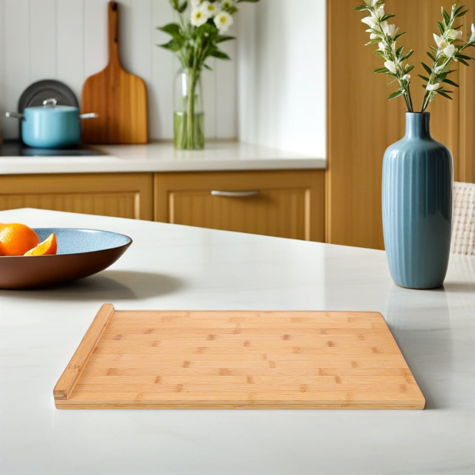 ETHZZLE Multifunctional Khaki Cutting Board with Raised Lip for Kitchen Food Prep and Home Cooking Tasks